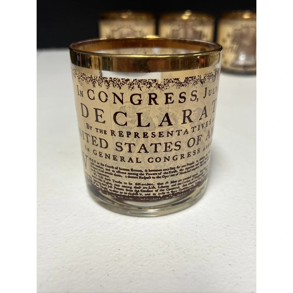 Set Of 4 Vintage Bicentennial‎ Declaration of Independence Whiskey Glasses